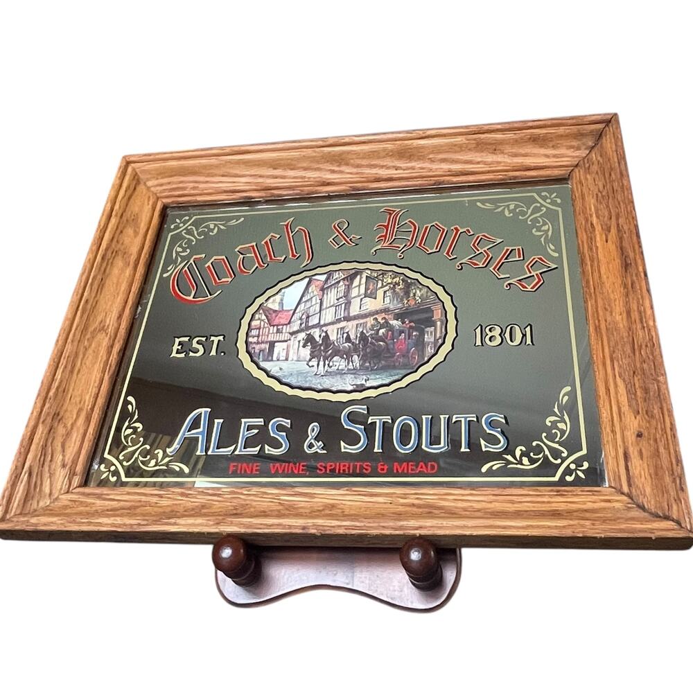 Vintage Coach & Horses Pub Mirror Ales & Stouts English Tavern Bar Decor